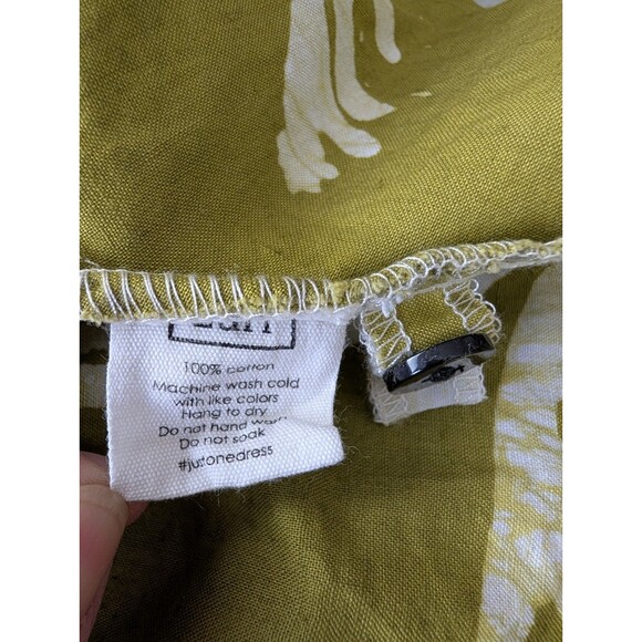 Zuri Kenya Button Front Dress Green Women’s 2X Dot Leaf Print Lagenlook Cotton - Picture 10 of 11